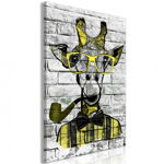 Tablou - Giraffe with Pipe (1 Part) Vertical Yellow 80x120 cm, Bimago