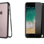 Husa Apple iPhone SE2 Magnetica cu spate din sticla securizata si folie privacy pentru ecran, MyStyle Perfect Fit