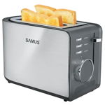 Prajitor de paine Samus Toasty, 850 W, Capacitate 2 felii, 7 Trepte Prajire, Dezghetare, Inox