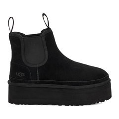 Ghete Chelsea flatform de piele intoarsa cu segmente din material textil Neumel, UGG