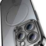 Transparent Magnetic Case Baseus Glitter and Tempered Glass set for iPhone 14 Pro (black), Baseus
