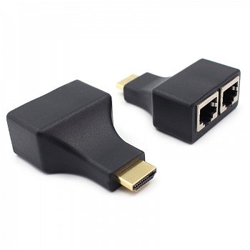 Doua adaptoare HDMI tata la RJ45 1080P HD pentru extensie cablu retea LAN negru, Compatibil