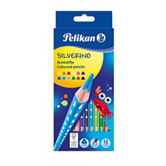 Creioane colorate Pelikan Silverino, set 12 culori, triunghiulare