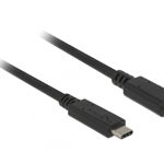 Delock Cablu prelungitor SuperSpeed USB (USB 3.1 Gen 1) cu port USB Type-C™ tată port mamă, 3 A, de 1,5 m, negru