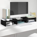 vidaXL Stand pentru monitor, negru, 60x24x10,5 cm, lemn masiv de pin, vidaXL