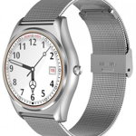 Smartwatch iUni N3 Plus, 1.3", Bratara metalica (Alb)