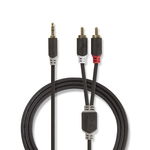 Cablu audio JACK stereo 3.5 mm tata - 2x RCA tata 5m antracit Nedis, Nedis