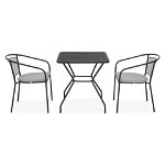 Set 2 scaune si masa patrata, Berlin, L.70 l.70 H.72 cm, negru/gri, Maison