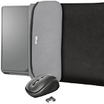 Husa laptop Trust Yvo Sleeve 23449, 15.6", reversibila, Mouse Wireless inclus (Negru)