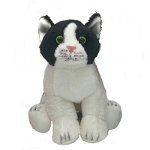 Jucarie de plus pisica alba cu negru 22 cm, 