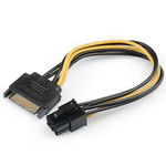 Cablu adaptor alimentare placa video PCIE 6 pini - SATA tata 0.2m, OEM