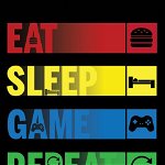 Poster - Eat Sleep Game Repeat, Multicolor, 61 x 91.5 cm