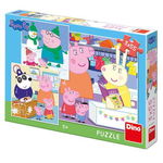 Puzzle 3 in 1 Purcelusa Peppa - Dupa-amiaza fericita (3 x 55 piese), Dino Toys