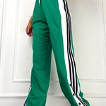 Pantaloni sport Basket, cu capse laterale si buzunare, Verde, FashionForYou