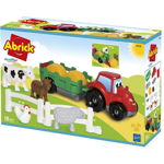 Jucarie Educativa Abrick tractor cu remorca cu 8 animalute, Ecoiffier