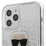 Husa de protectie Karl Lagerfeld Liquid Glitter 2 Heads pentru Apple iPhone 12 Pro Max, Argintiu