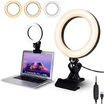 Lampa circulara profesionala pentru videoconferinte, Ring light 16 CM LED cu 3 moduri de iluminare ,10 nivele de intensitate si clema de prindere