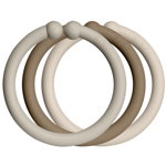 BIBS Loops cercuri pentru atârnat Sand / Dark Oak / Vanilla 12 buc, BIBS
