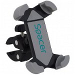 Suport bicicleta Spacer pentru smartphone SPBH-MP-01, Multi-Purpose, fixare de bare de diferite dimensiuni, Negru/Gri, Spacer