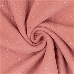 Muselina bumbac organic roz inchis 80x80 cm
