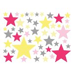 Set 50 autocolante Ambiance Stars Pink and Yellow