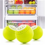 Set 3 bile odorizante pentru frigider, Eco Balls, InnovaGoods, cu carbon activ, 5 cm, InnovaGoods
