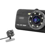 Camera video auto novatek t800 dubla 8 led-uri nightvision tip led fullhd 12mpx