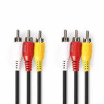 Cablu audio-video 3x RCA tata - 3x RCA tata 5m negru Nedis