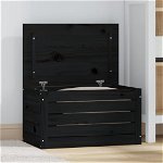 vidaXL Cutie de depozitare, negru, 59,5x36,5x33 cm, lemn masiv de pin, vidaXL