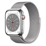 Apple Watch 8, GPS, Cellular, Carcasa Silver Stainless Steel 41mm, Silver Milanese Loop