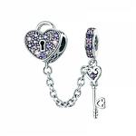 Talisman Charm argint 925 KRASSUS Key to my Heart pentru bratara cu lant de siguranta sau pandantiv lant model inima