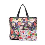 DESIGUAL, Geanta cu model floral si etui detasabil cu fermoar, Negru/Roz pastel/Rosu