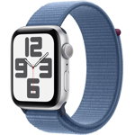 Apple Watch SE (2023), GPS, Carcasa Silver Aluminium 44mm, Winter Blue Sport Loop, Apple