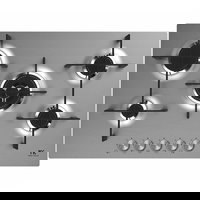 Plita incorporabila Master Kitchen MKHG MKHG 7541EDS-FTCXS, Gaz, 5 arzatoare, Gratare fonta, Arzator coroana tripla, Aprindere electica integrata, Sistem siguranta, 75 cm, Sticla (Inox), Master Kitchen