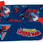 Penar tip etui, tubular, albastru inchis, Spiderman