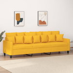 Canapea cu 3 locuri vidaXL, galben deschis, 228 x 77 x 80 cm, material textil, 28.5 kg