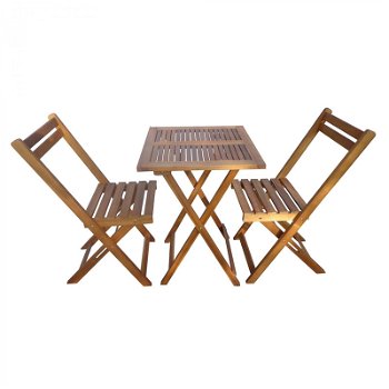 Masa cu 2 scaune pentru gradina Bistro, lemn, pliabile, General