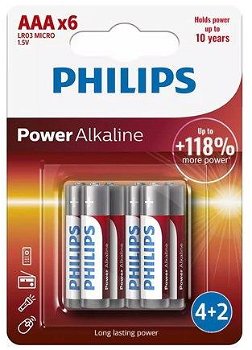Philips Baterie Alcalina AAA LR03P6BP/10