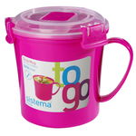 Cana plastic cu maner si capac microunde Sistema To Go 656 ml