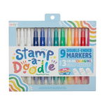 Carioci duble cu stampile Stamp-A-Doodle - set de 9 culori si 3 care schimba culoarea