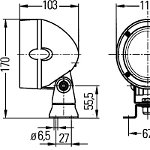Lampa de lucru (H3 Halogen, 12 24V, lungime: 2000mm, inaltime: 170mm, latime: 110mm, adancime: 103mm, cu conector AMP 2pin; cu sirma 2,0m; fara bec; oval), HELLA