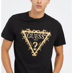 Tricou cu decolteu la baza gatului si imprimeu logo, GUESS