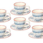 Set 6 cesti de cafea cu farfurii, Metropolis Tirreno, Tognana, 95 ml, ceramica glazurata, multicolor, Tognana Porcellane