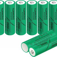 Set de 8 baterii reincarcabile AA IWANGDO, 2000mAh, 1,2 V, verde, 14,1 x 50 mm, 