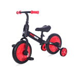 Bicicleta de echilibru 2in1, runner, cu pedale si roti auxiliare, red, Lorelli