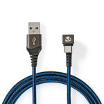 Cablu USB 2.0 A tata - USB tip C tata conector gaming 180 1m negru/albastru NEDIS