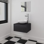 vidaXL Set mobilier baie 4 piese cu chiuvetă și robinet incluse, Negru, vidaXL