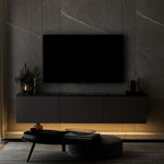 Comoda TV cu sistem de iluminat, Neon, 160x32x35 cm - Antracit, ASIR