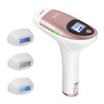 Epilator IPL cu maner, Lila Care, 500.000 pulsatii, display LCD, 5 trepte de putere, 3 capete, rose gold, Lila Care