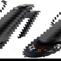 ADLER Cana electrica Adler AD 1349, 900-1100 W, capacitate 1L, 40-100 C, Mentinere caldura, Afisaj LED, Negru, ADLER